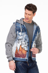 CJ209 Chaqueta de jeans con capucha para hombres 