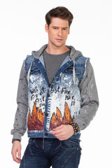 CJ209 Chaqueta de jeans con capucha para hombres 