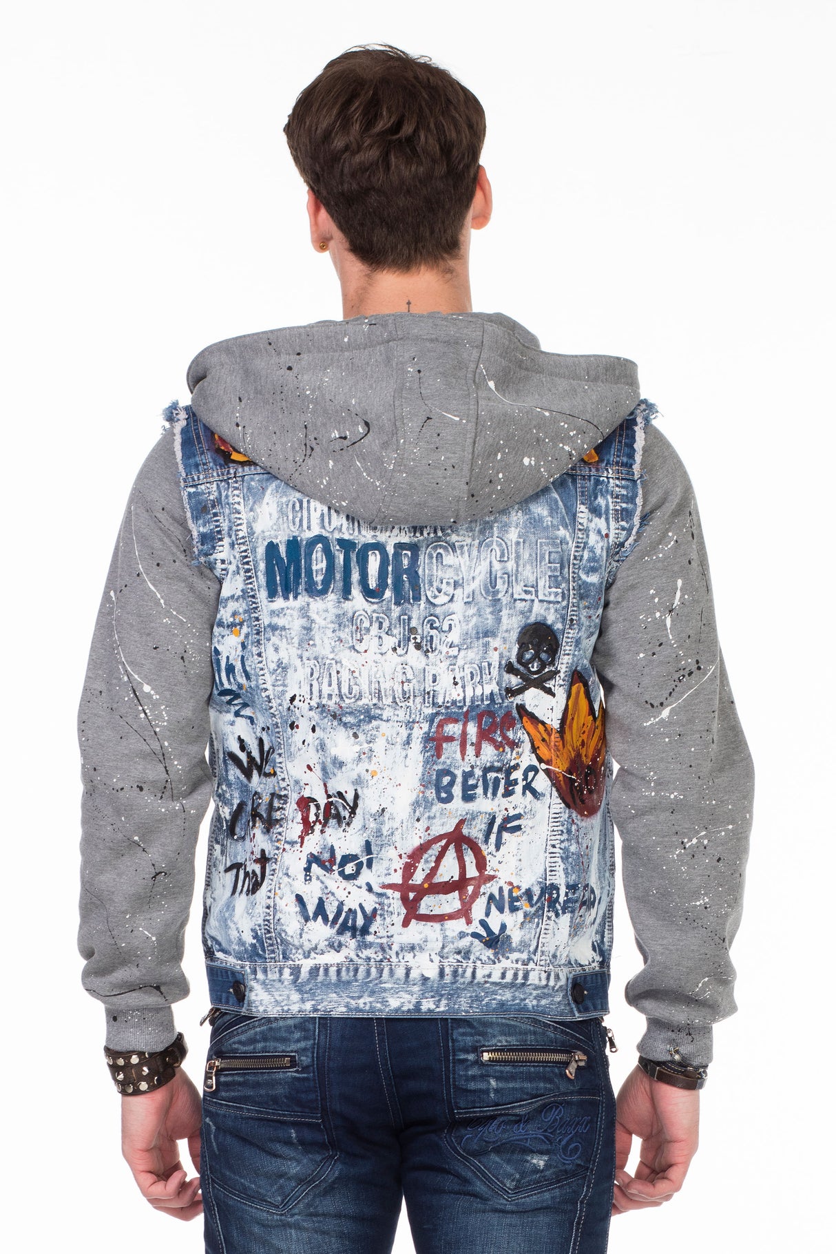 CJ209 Chaqueta de jeans con capucha para hombres 