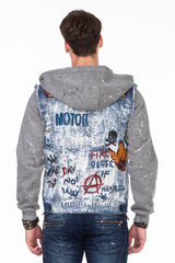 CJ209 Chaqueta de jeans con capucha para hombres 