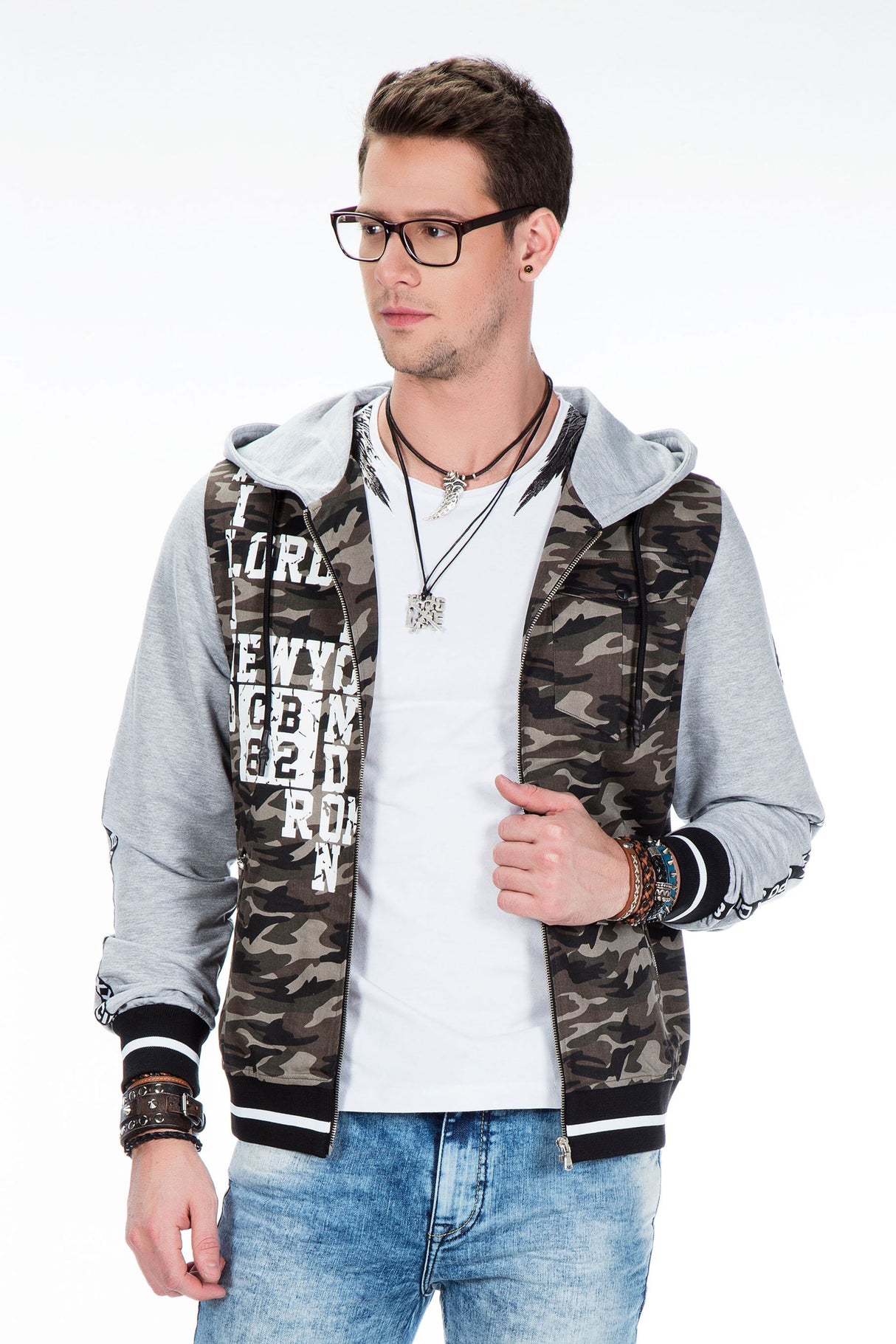 CJ215 Chaqueta Bomber con Camuflaje para Hombre