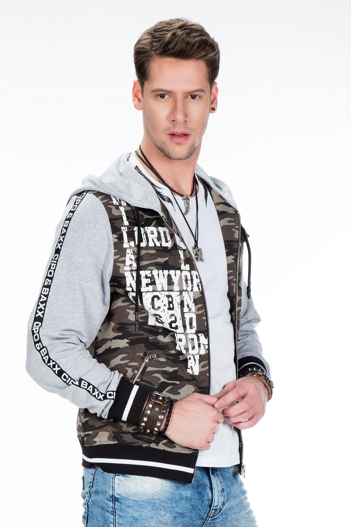 CJ215 Chaqueta Bomber con Camuflaje para Hombre