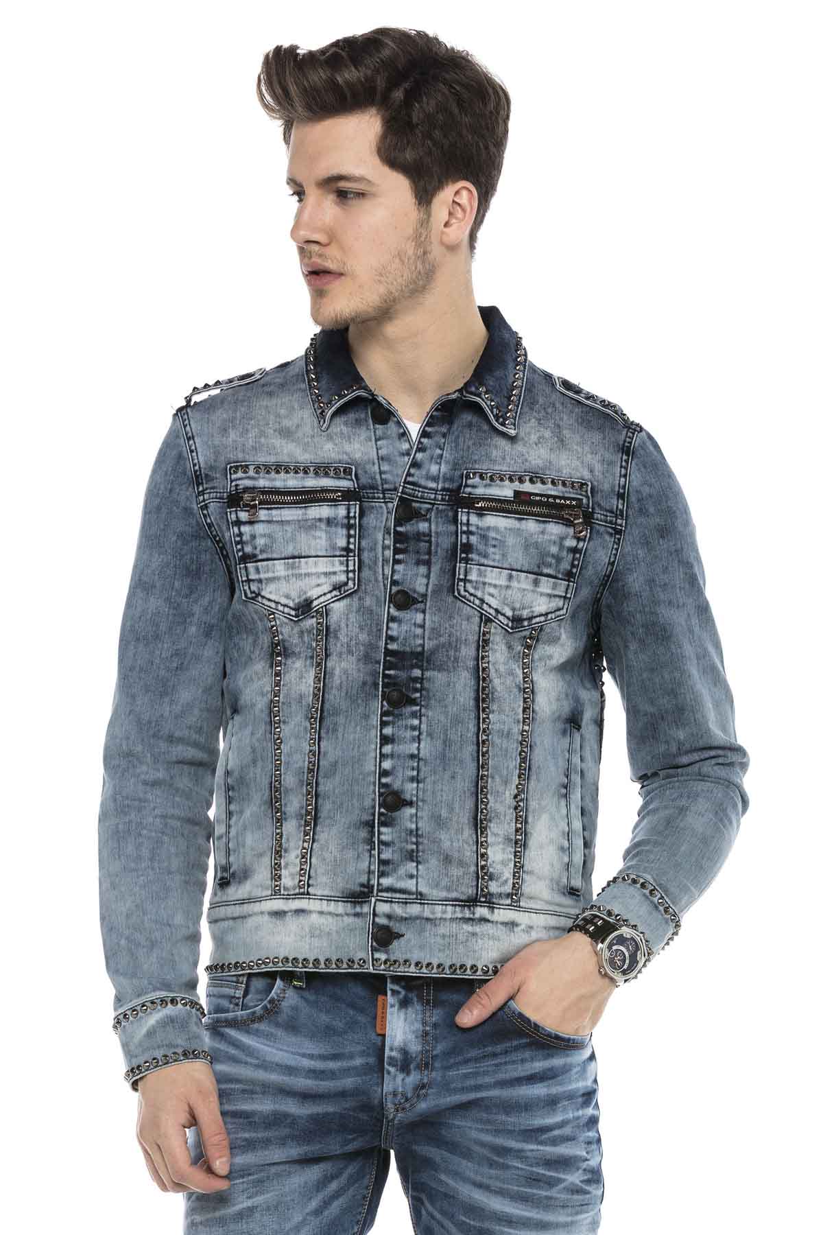 CJ250 Chaqueta tejana azul para hombre