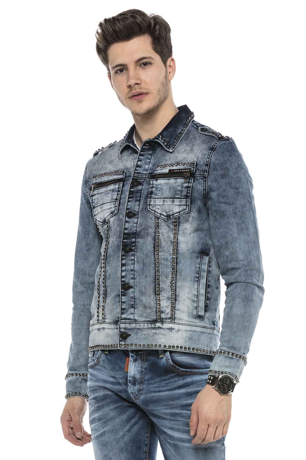 CJ250 Chaqueta tejana azul para hombre
