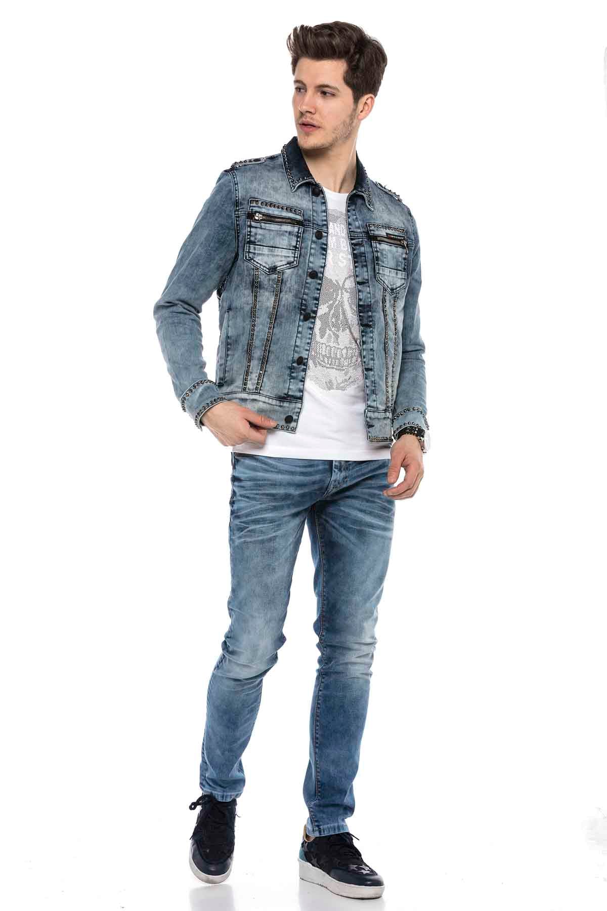 CJ250 Chaqueta tejana azul para hombre