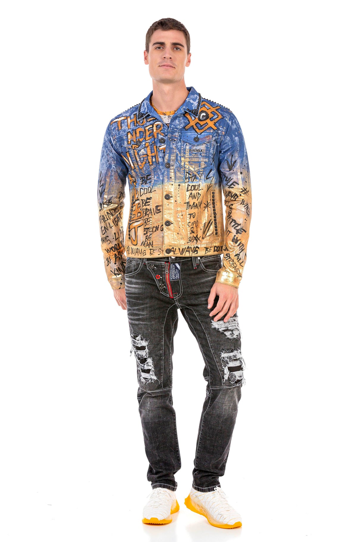 CJ269 Blauw-Goud kleurig Heren Jas