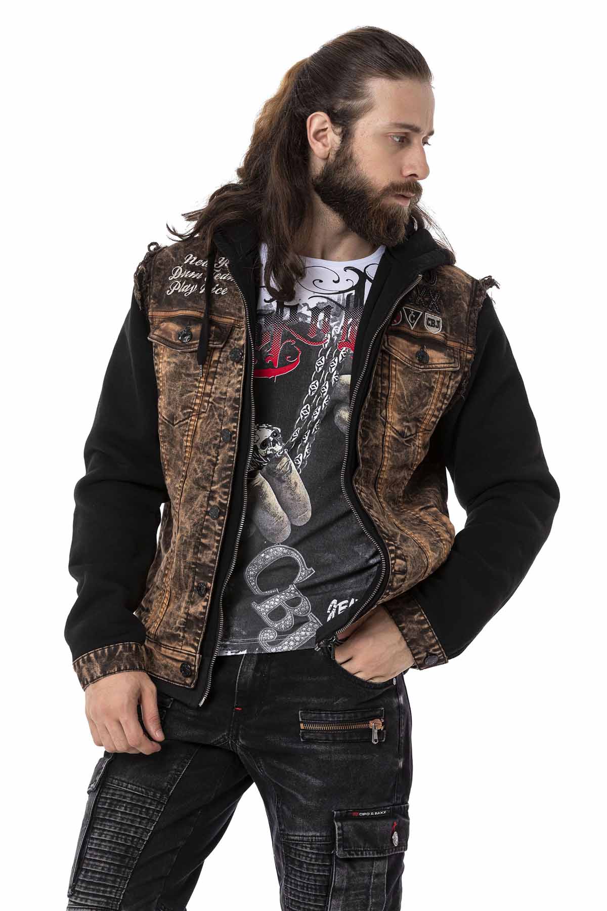 CJ287 Chaqueta con capucha para hombre