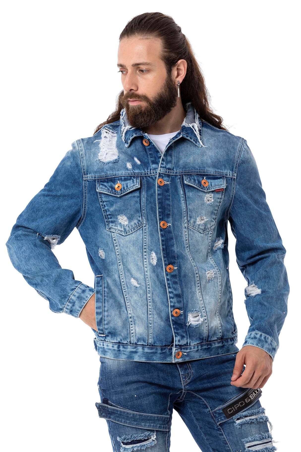  CJ291 Chaqueta tejana de hombres