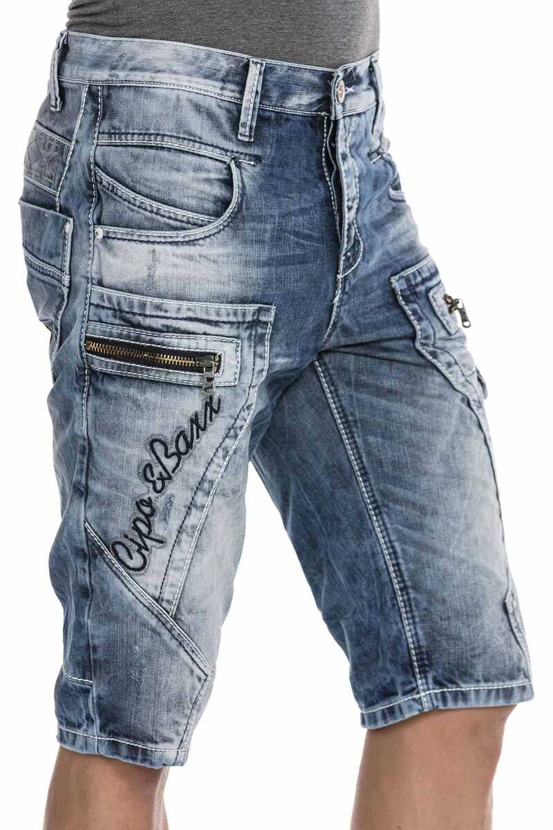 CK101 Herren Capri Shorts mit trendigen Ziernähten