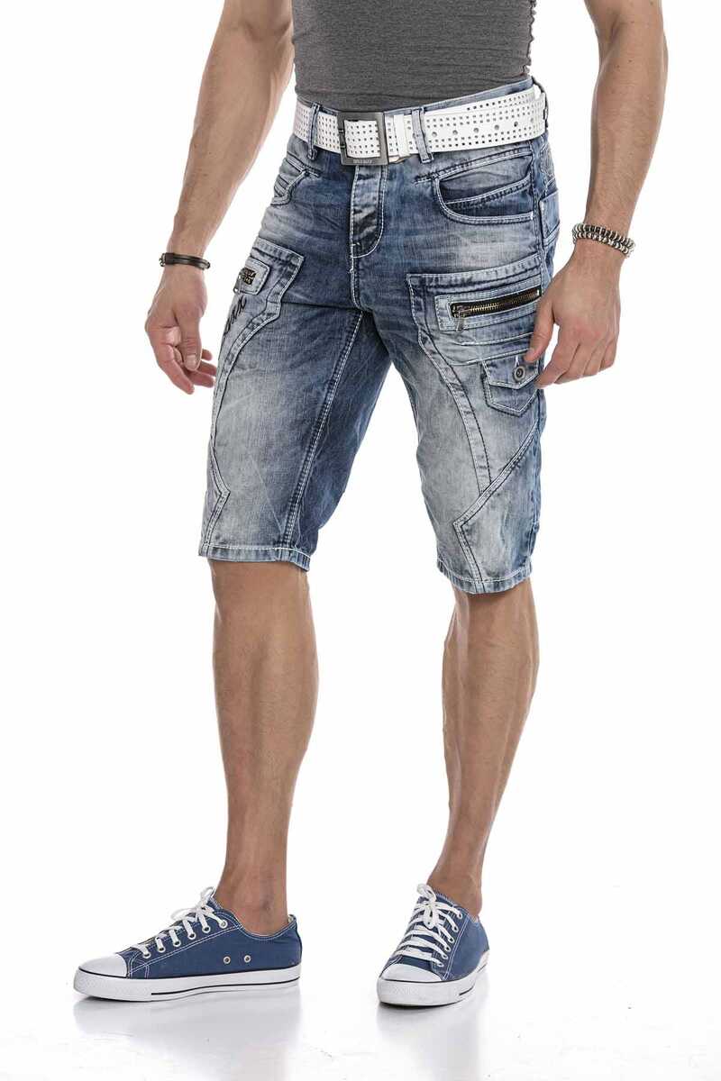 CK101 Herren Capri Shorts mit trendigen Ziernähten