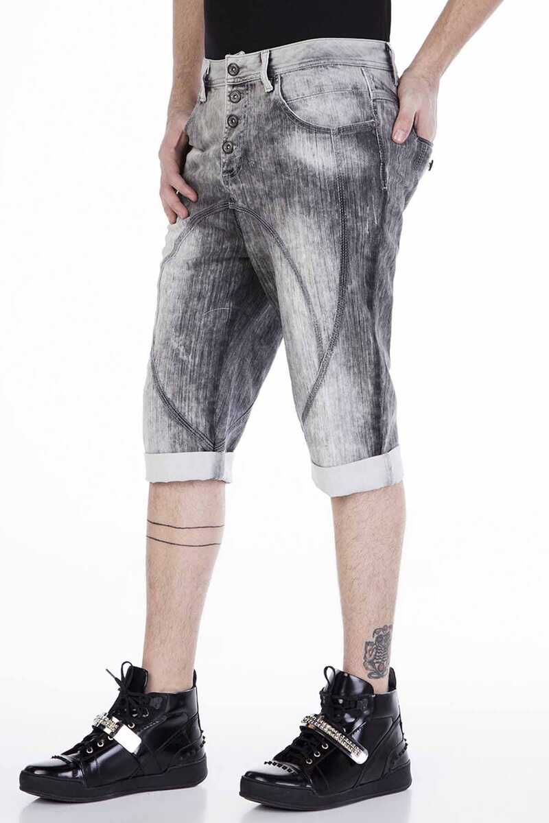 ck118 Pantaloncini Jeans Uomo Decorati con Cuciture Spesse