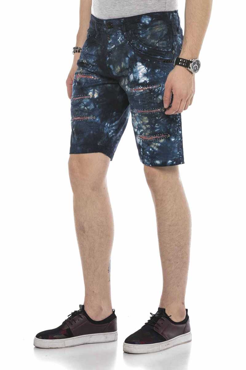 CK205 Capri Jeanshorts para hombres con efectos destruidos y remaches