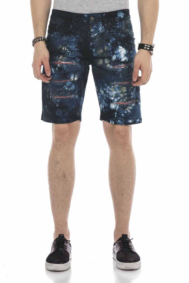 CK205 Capri Jeanshorts para hombres con efectos destruidos y remaches