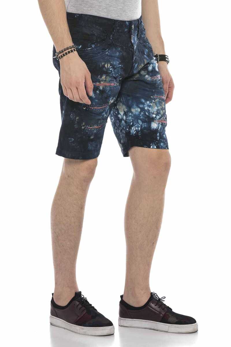 CK205 Capri Jeanshorts para hombres con efectos destruidos y remaches