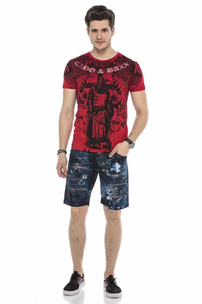 CK205 Capri Jeanshorts para hombres con efectos destruidos y remaches