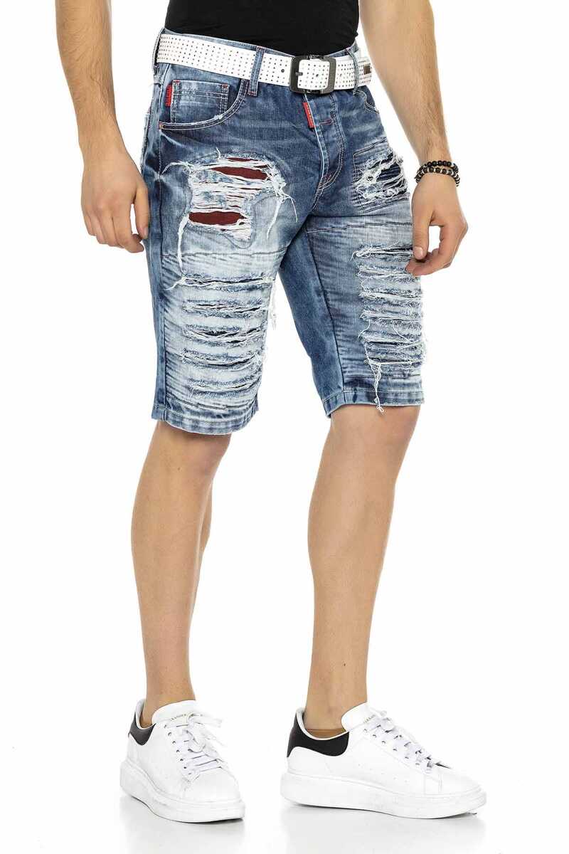 CK219 Capri -shorts voor mannen in de vernietigde look