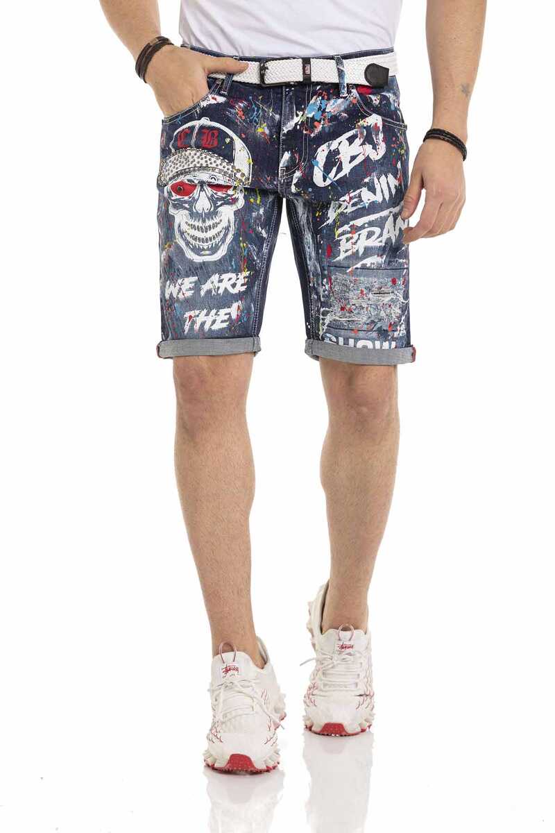 CK255 men Capri shorts with a striking skull motif – CIPO BAXX