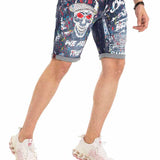 CK255 Men Capri Shorts avec un motif de crâne frappant