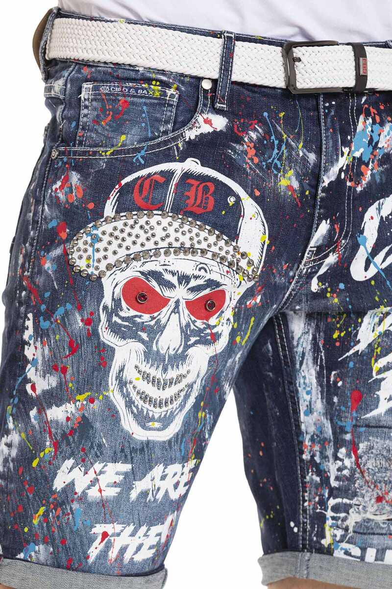 CK255 Bermudas de hombre con un llamativo motivo de calavera