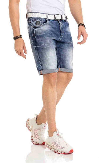 CK266 Herren Capri Shorts mit cooler Marken-Stickerei