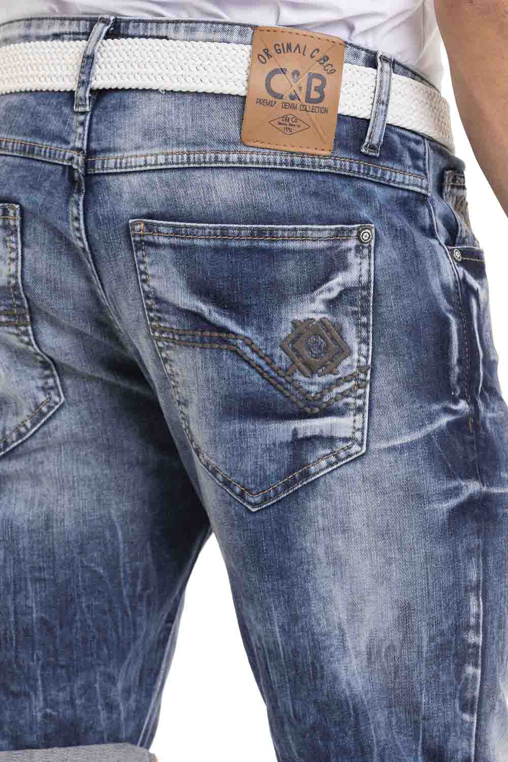 CK266 Herren Capri Shorts mit cooler Marken-Stickerei
