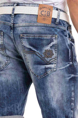 CK266 Herren Capri Shorts mit cooler Marken-Stickerei