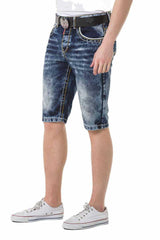 CK268 Men Capri Shorts con costuras de contraste