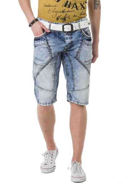 CK270 Herren Capri Shorts mit auffälligen Ziernähten