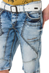 CK270 Herren Capri Shorts mit auffälligen Ziernähten