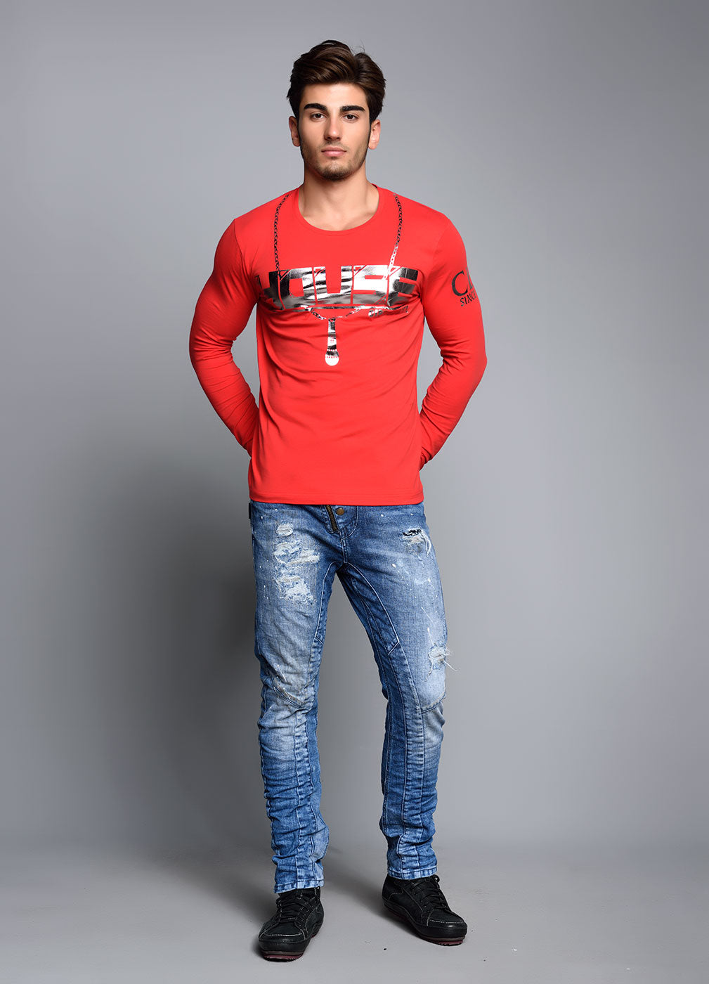 CL136 – Langarmshirt mit Print, Baumwolle & Elasthan