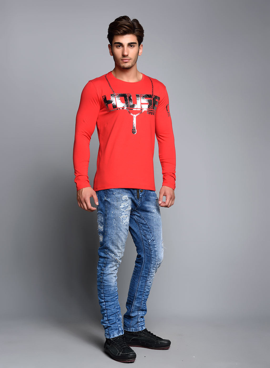 CL136 – Langarmshirt mit Print, Baumwolle & Elasthan