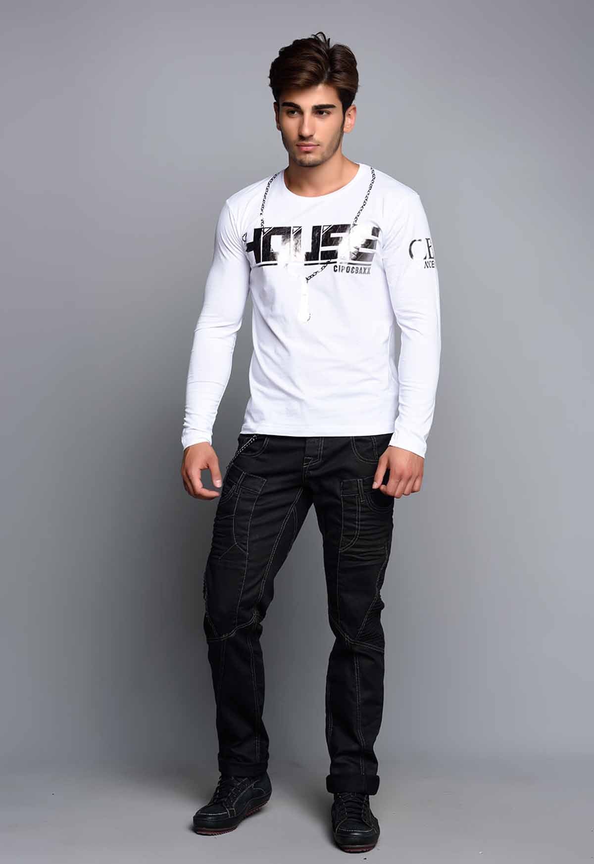 CL136 – Langarmshirt mit Print, Baumwolle & Elasthan