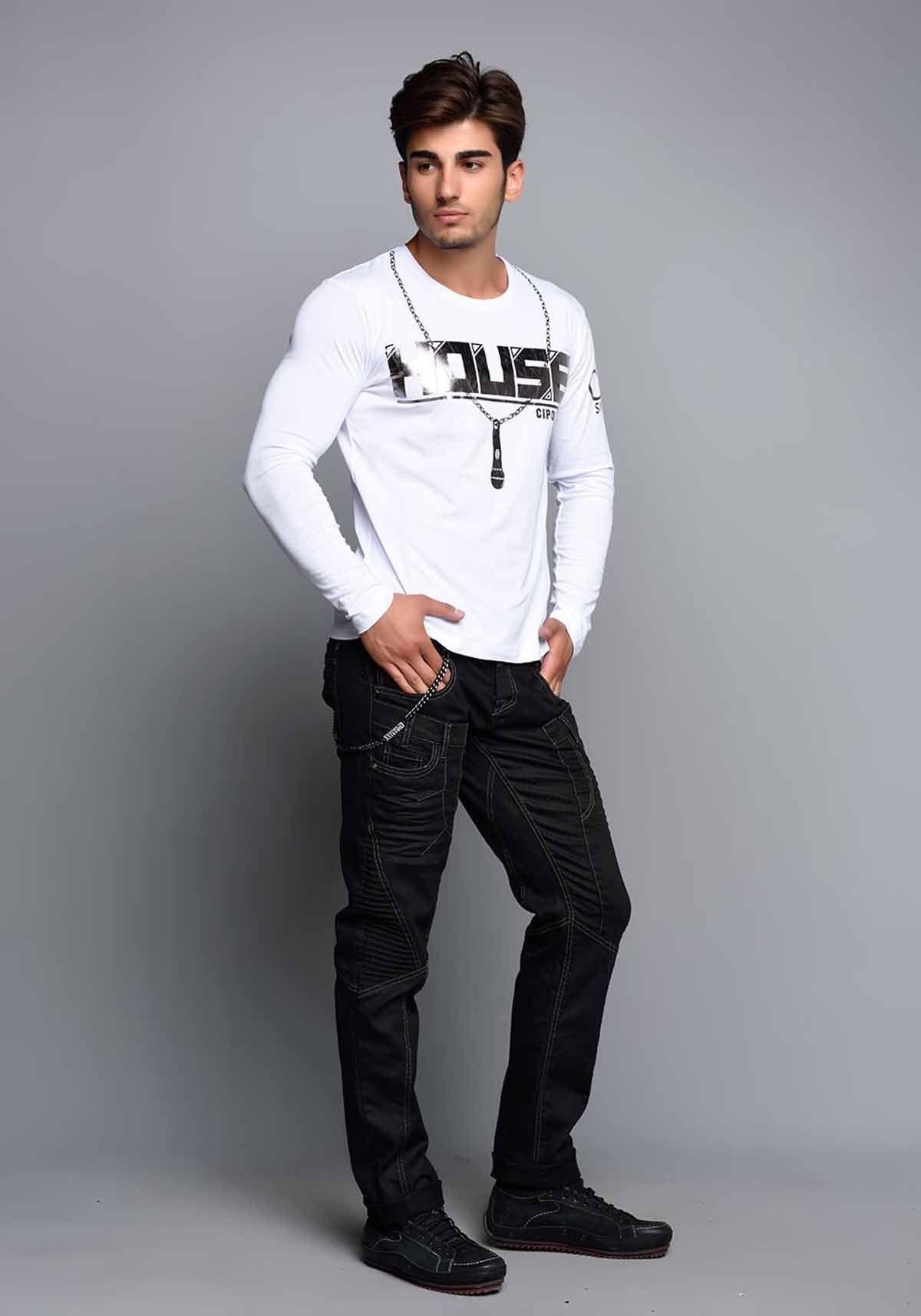 CL136 – Langarmshirt mit Print, Baumwolle & Elasthan