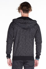 CL251 Herren Sweatjacke mit coolen Kunstlederapplikationen