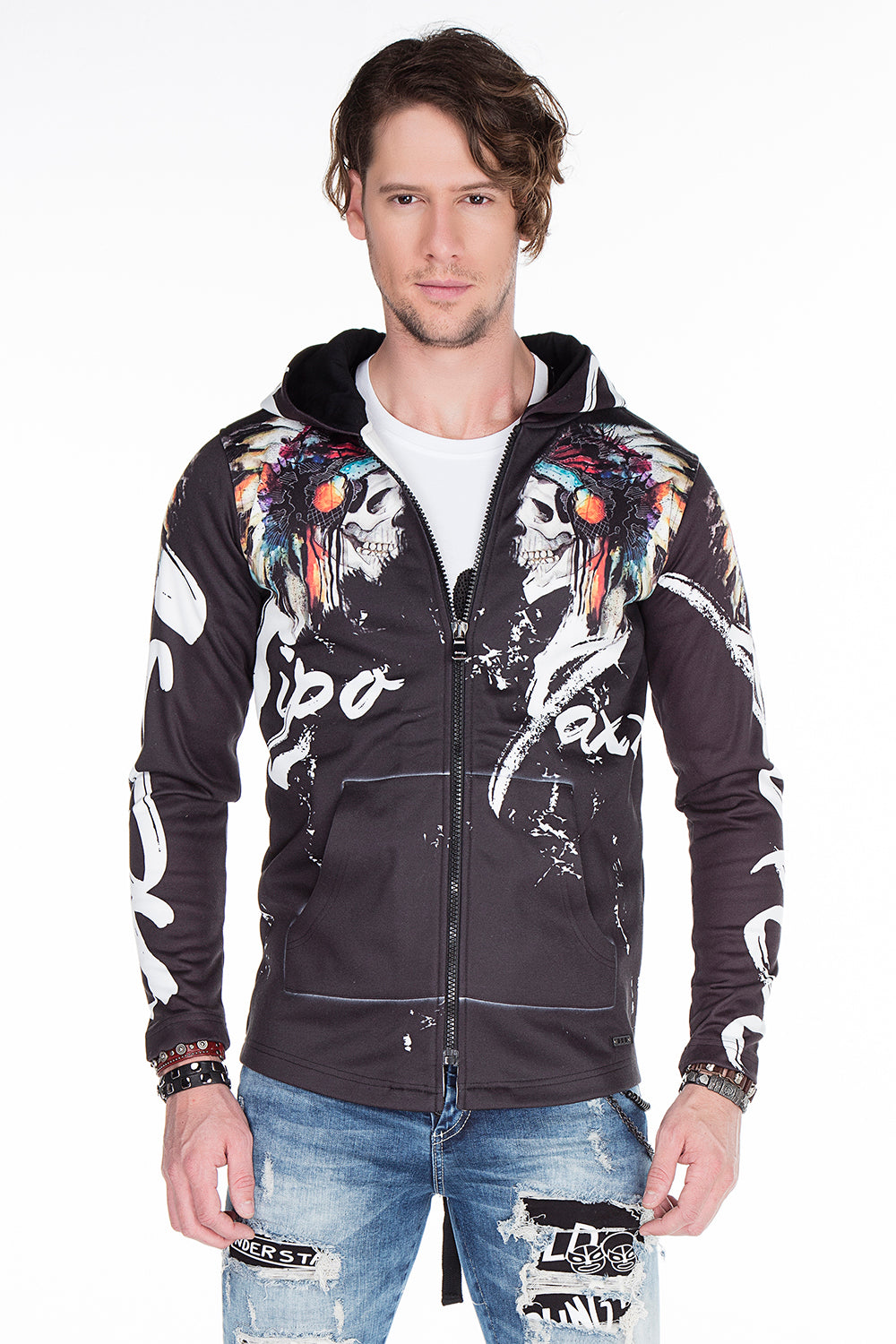 CL263 Chaqueta de sudor para hombres con estampado fresco