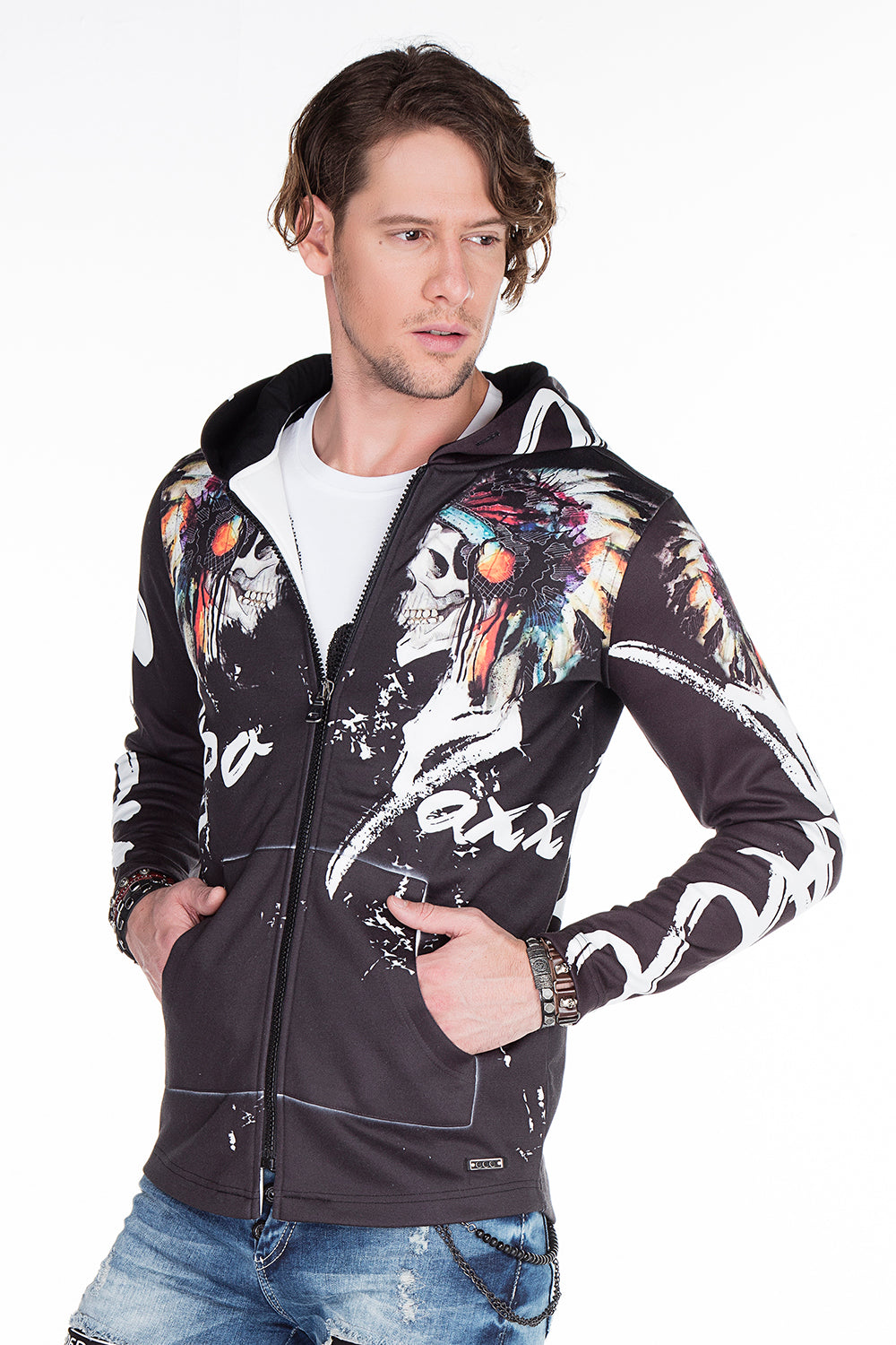 CL263 Chaqueta de sudor para hombres con estampado fresco