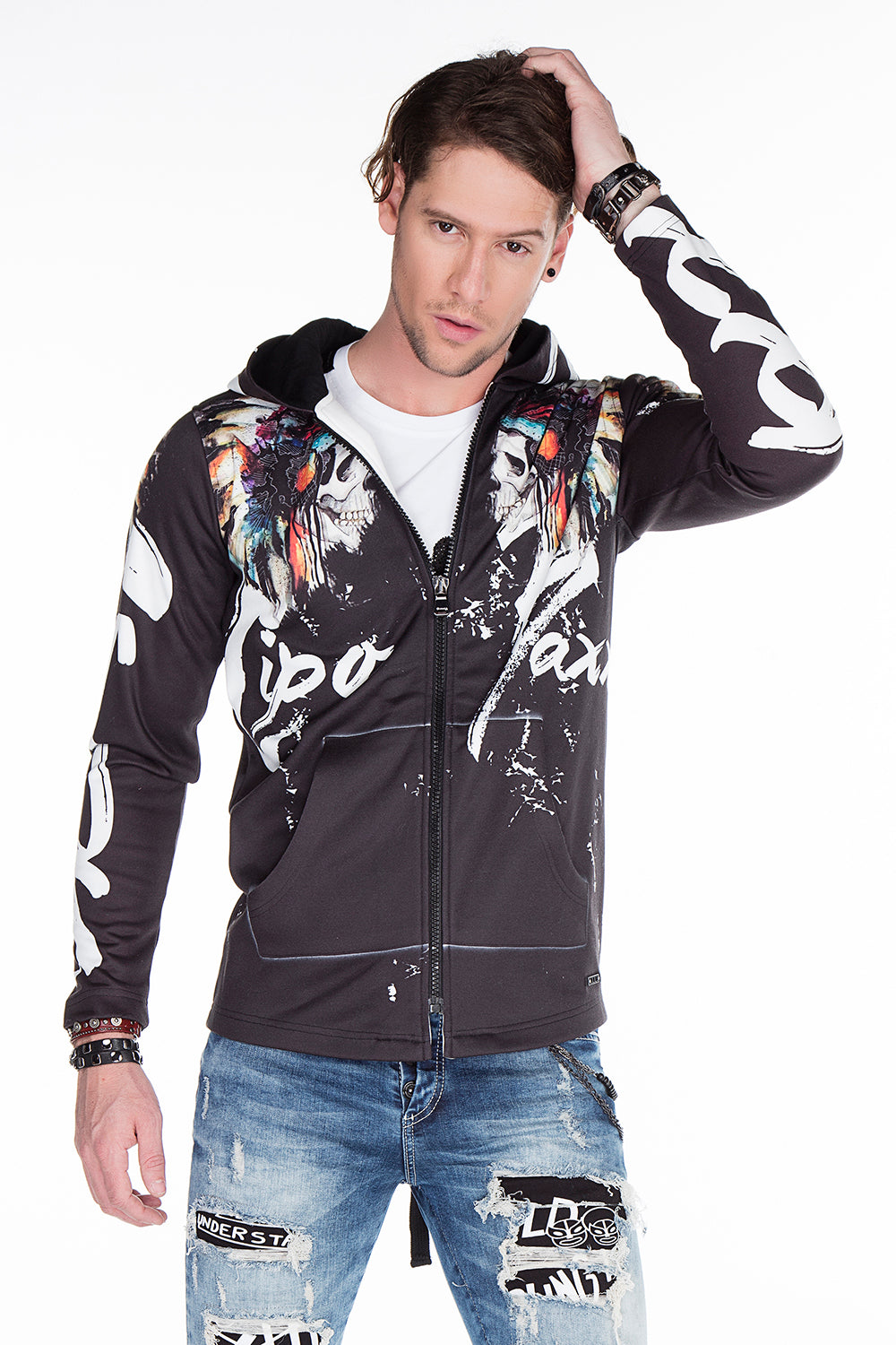 CL263 Chaqueta de sudor para hombres con estampado fresco