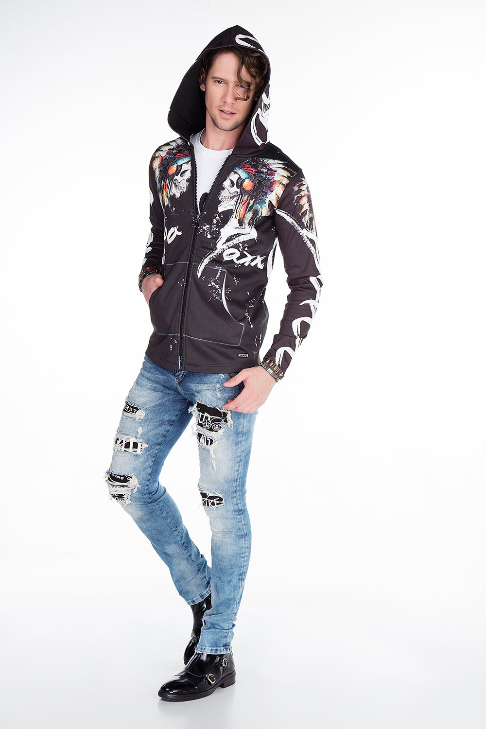 CL263 Chaqueta de sudor para hombres con estampado fresco