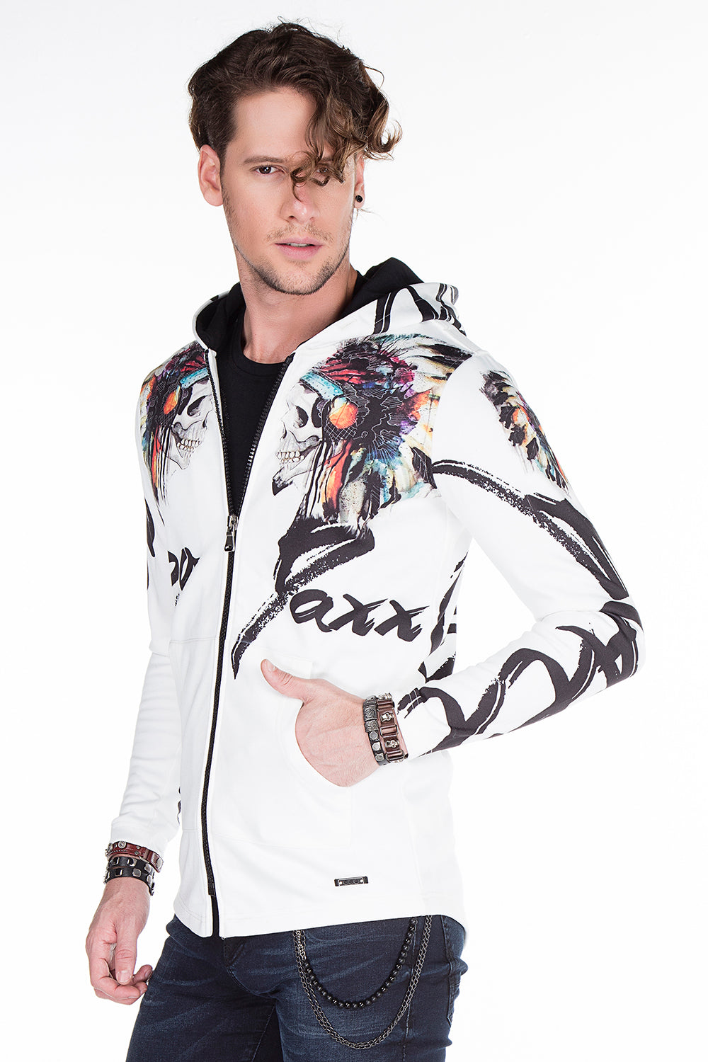 CL263 Chaqueta de sudor para hombres con estampado fresco