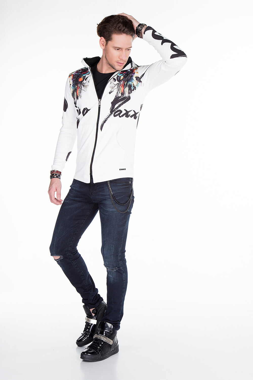 CL263 Chaqueta de sudor para hombres con estampado fresco