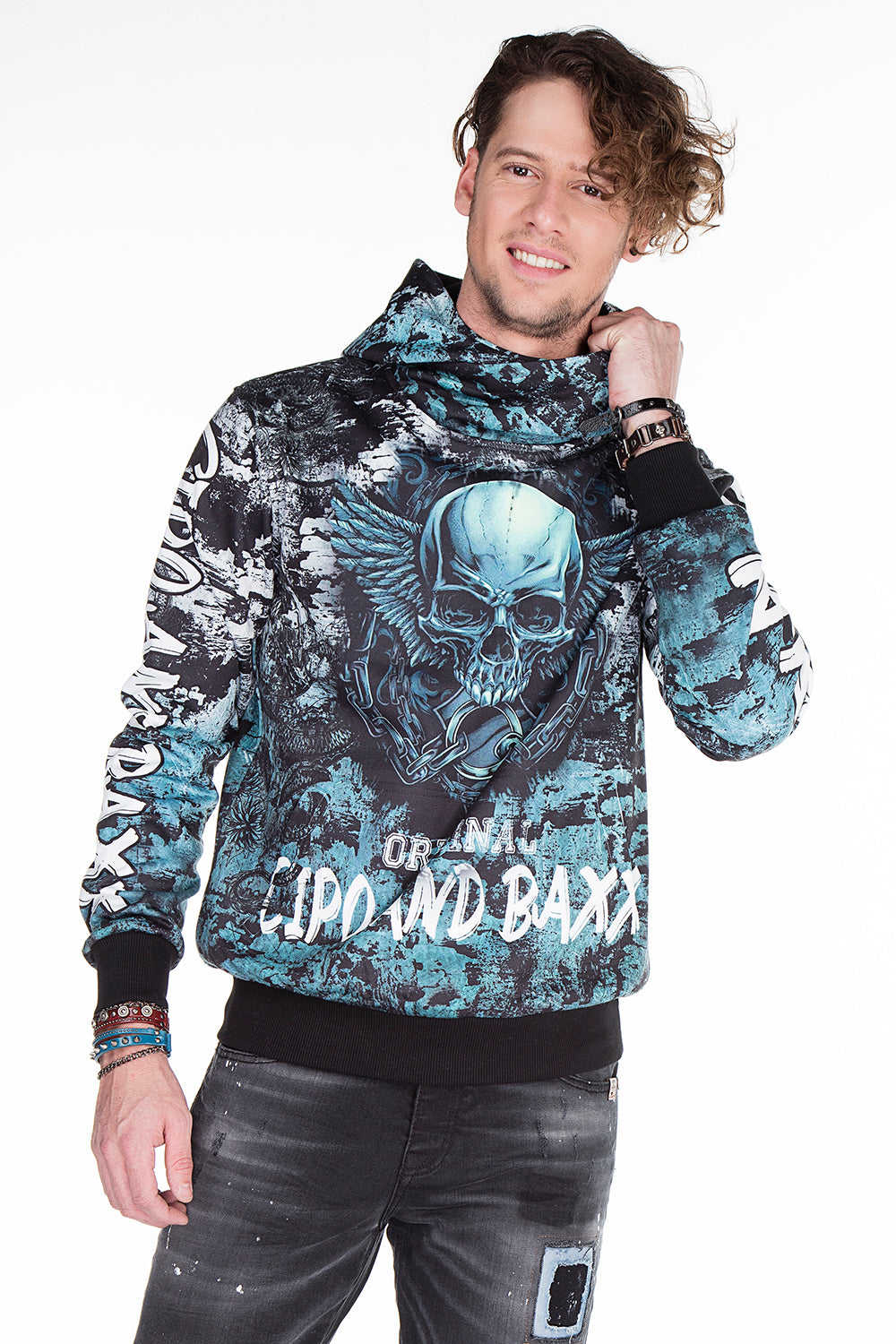 CL271 Heren hoodie met coole allover-print