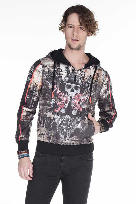 CL272 Men hooded sweatshirt with cool allover print
