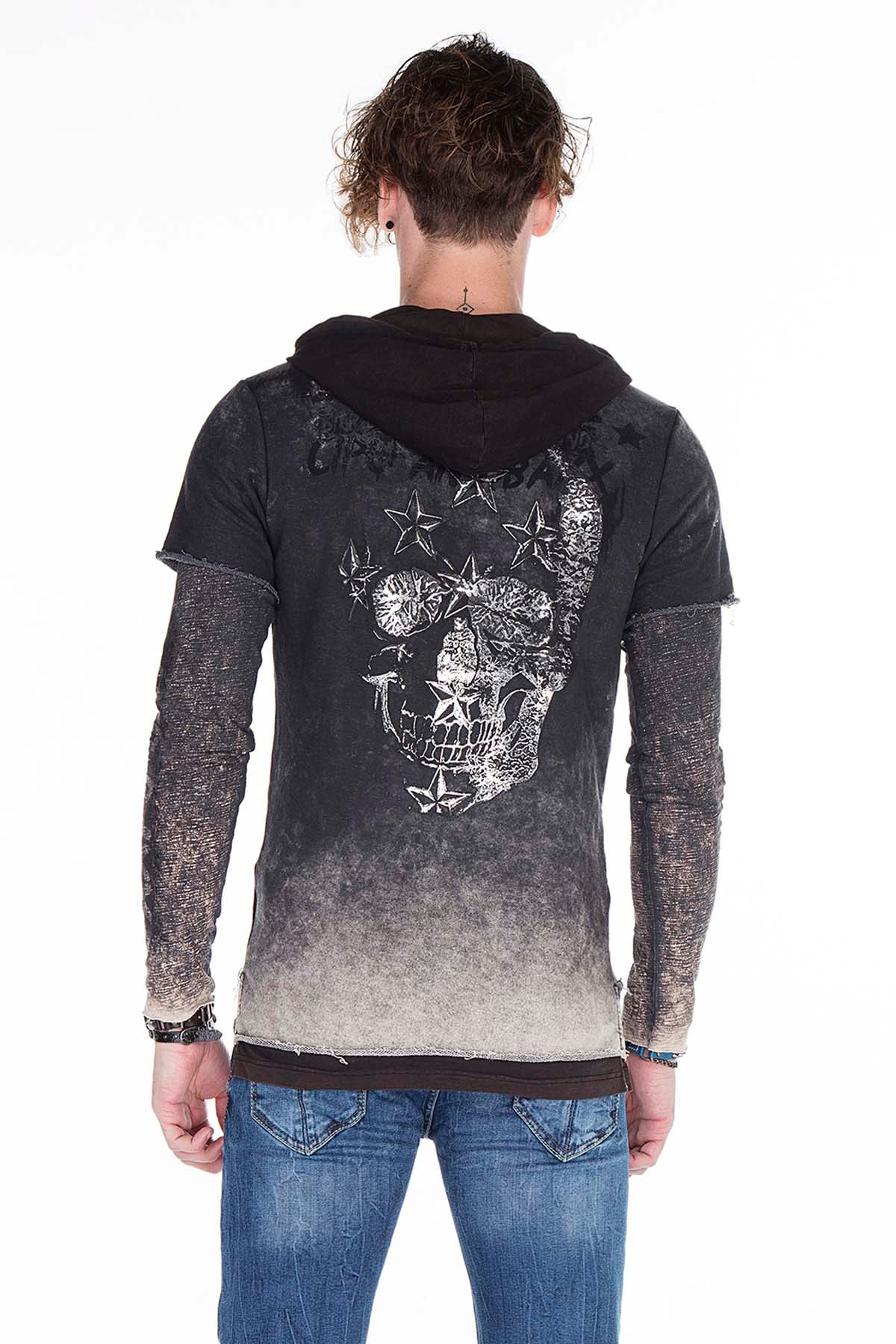 CL279 Men Sweinshirt con estampados lavados