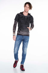 CL279 Men Sweinshirt con estampados lavados
