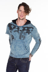 CL279 Men Sweinshirt con estampados lavados