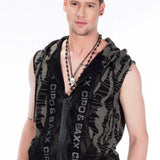 Cl297 Maglia uomo senza maniche con cappuccio