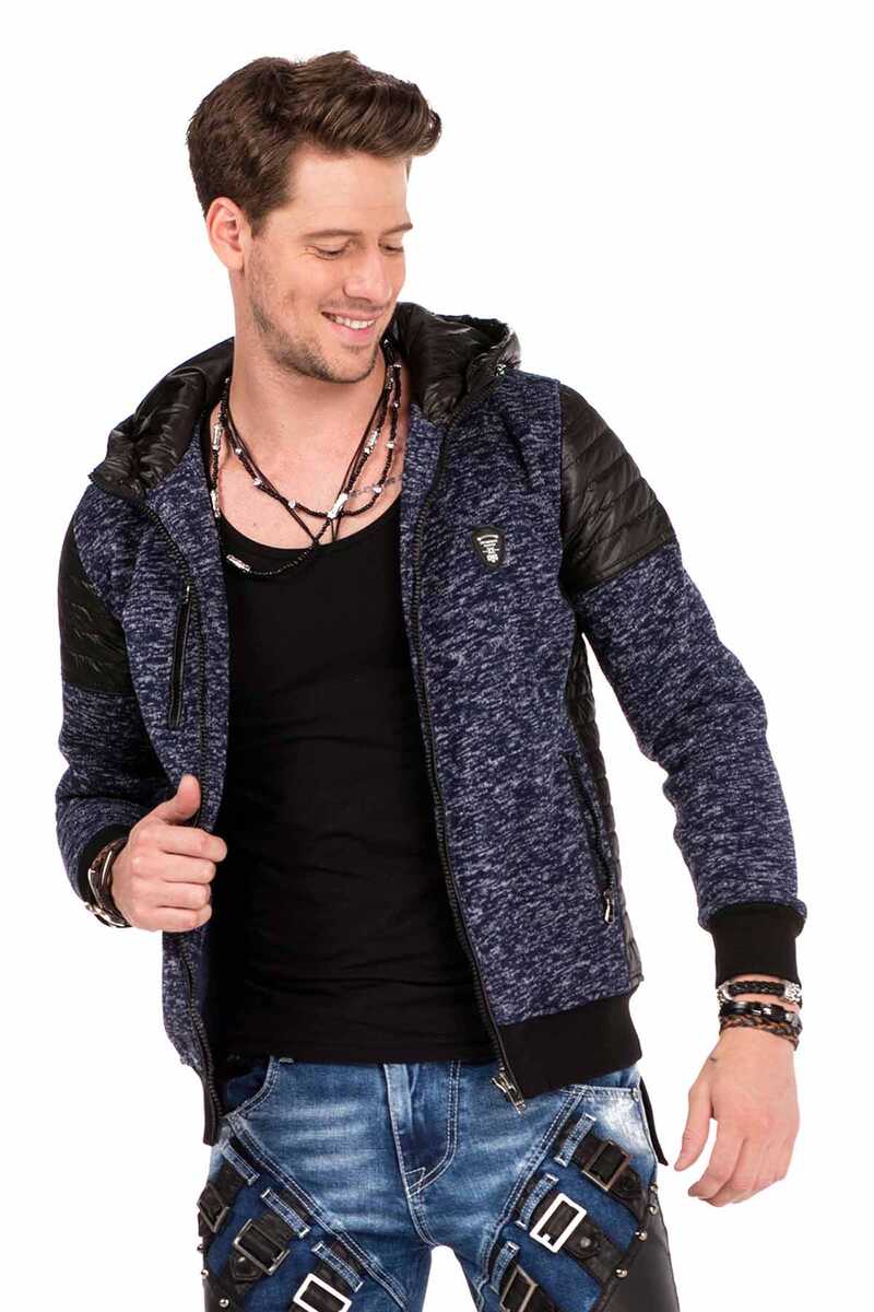 CL310 Cárdigan para hombres con cuero destacados