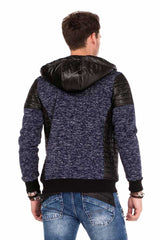 CL310 Cárdigan para hombres con cuero destacados