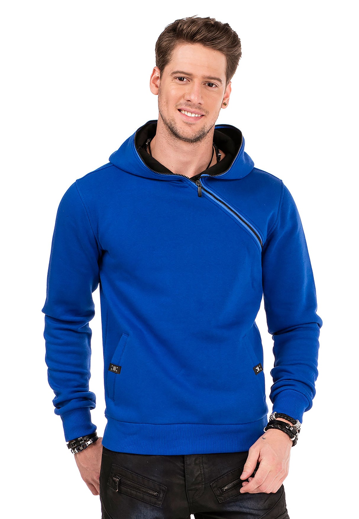 CL329 Herren Kapuzensweatshirt mit Reißverschluss Kragen – CIPO BAXX