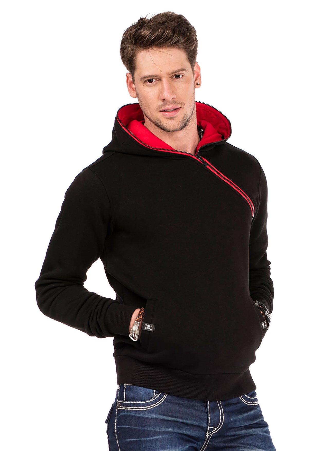 CL329 Men Hooded Sweatshirt met ritssluiting